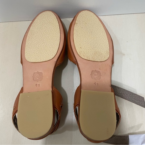 NWOT ELF Made By Hand Bounty T-strap Leather Sandals Vintage Camel Tan Women 11 - Picture 11 of 14